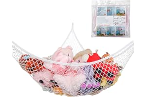 KoHuiJoo Jumbo Toy Hammock Stuffed Animals and Toy Storage Hammock Net 70" Wall Sling Corner Extra Large Kids Children Mesh Toy Net Organizer White