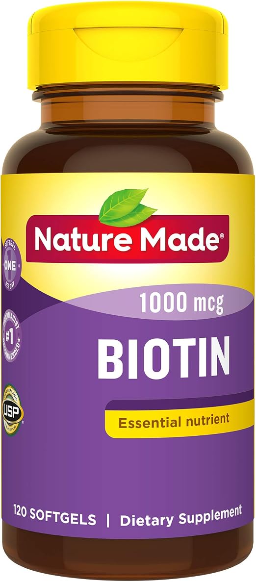 Nature Made Biotin 1000 mcg Softgels, 120 Count (Packaging