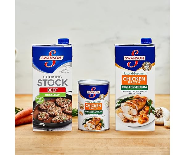 SWANSON S NATURAL GOODNESS LOWER SODIUM CHICKEN BROTH, 32 OZ CARTON