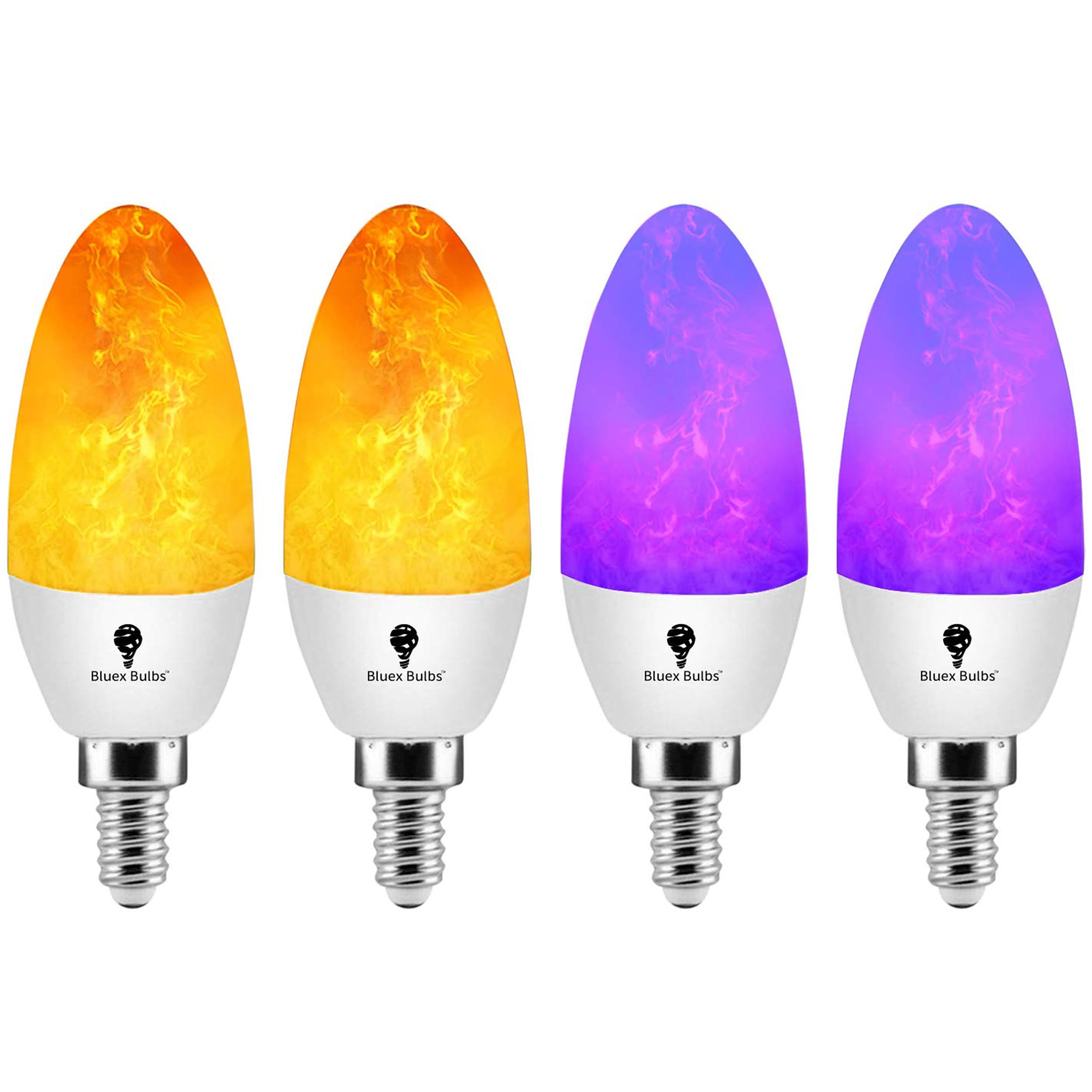 Photo 1 of 2 Pack E12 Flame Bulb LED Purple Orange Fire Bulbs - Decorative Flickering Bulbs 3 Mode 3W Candelabra Candle Orange Purple Light Bulb for Chandelier Vintage Lighting Halloween Bulbs
