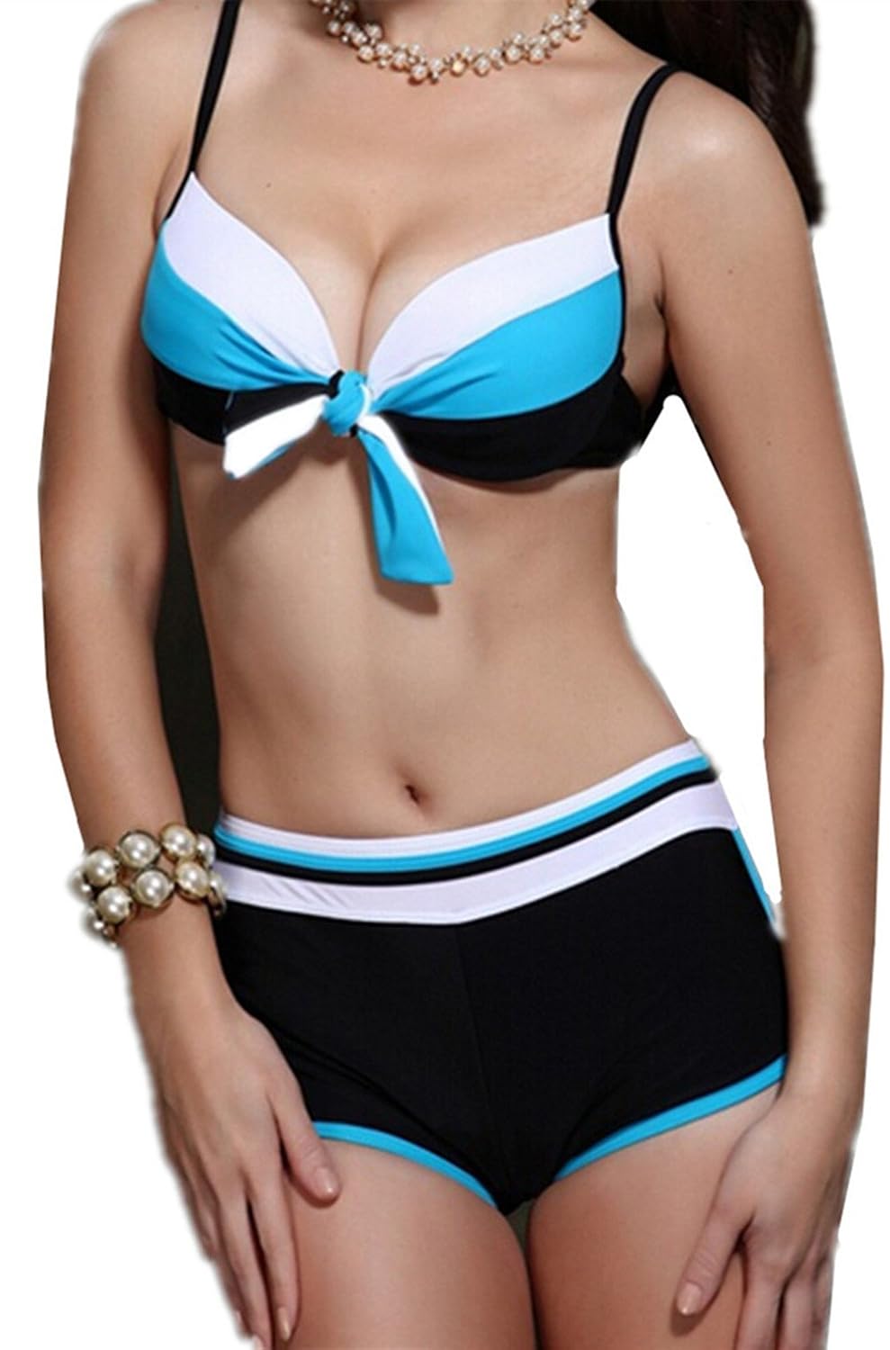 Aidonger Mujer push up bikini set con shorts con slip