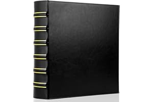 LETVPVOW Vintage Hardback 3 Ring Binder 2 Inch, Professional Leather Binders 2 Inch D Ring, Holds 400 Sheets Capacity - Black