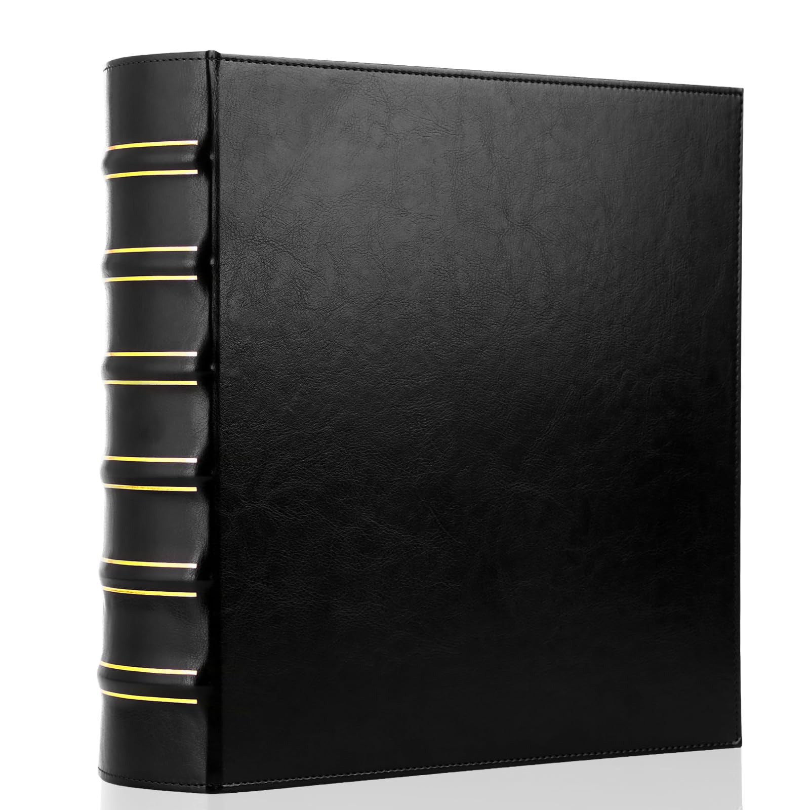 Photo 1 of LETVPVOW Vintage Hardback 3 Ring Binder 2 Inch, Professional Leather Binders 2 Inch D Ring, Holds 400 Sheets Capacity - Black