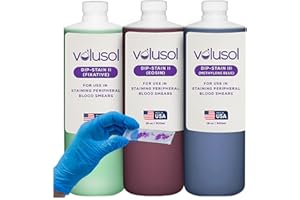 VOLU SOL Volu-Sol Dip-Stain Kit - (Fixative, Eosin Stain, Methylene Blue Solution) Quick Staining for Blood Smears, Marrows - Ideal for Microscope, Veterinary, Cytology (500 mL / 16 oz.)