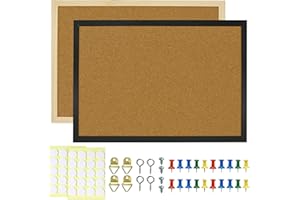JEFURE 2 Pcs Cork Board, 17.7''x13.3'' Bulletin Board, Framed Corkboards for Wall, Cork Notice Board, Vision Board Perfect for Office & Home Decor, Home School and Prayer Board Supplies