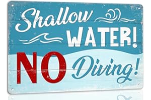 Shallow Water No Diving Funny Pool Rules Metal Tin Sign Vintage Plaque Home Farmhouse Patio Swimming Pool Wall Decor Poster O