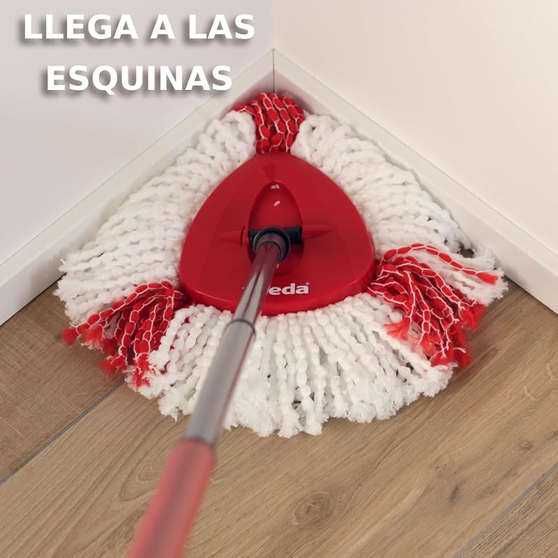 Esfregona vileda turbo easy wring & clean com balde de pedal, cabo telescópico de 85 a 130 cm, com limpador giratório, microfibra 2 em 1, vassoura cinza