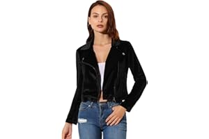 Allegra K Women's Short Soft Zip Up Faux Suede Biker Moto Jacket
