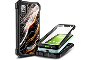 NZND Designed for Alcatel TCL 30Z (T602DL) Case, TCL 30 LE Phone Case with [Built-in Screen Protector], Full-Body Protective Shockproof Rugged Bumper Cover (Black Marble)