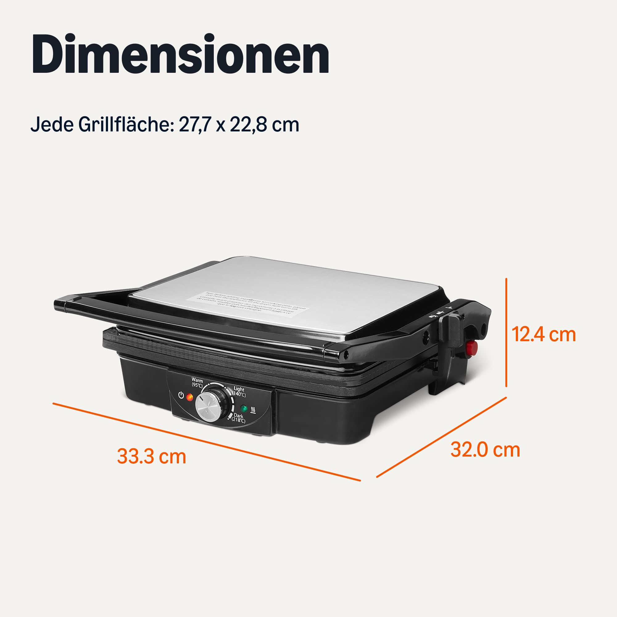 Amazon Basics Elektrischer Kontaktgrill mit Temperaturregelung, Plattengriller für Sandwiches, Paninis, Burger, Antihaftplatten, 2000W, Schwarz 5