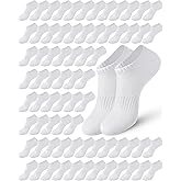 Croloose 100 Pcs Low Cut Ankle Socks in Bulk for Homeless White Unisex Thin Breathable Socks No Show Anti Slid Athletic Socks