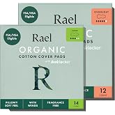 Rael Organic Cotton Cover Large &amp; Overnight Pads, Heavy Absorbency (Bundle) | Sanitary Napkins, Period Pads with Wings for Women, Ultra Thin, Unscented, Period Essentials, Feminine Care