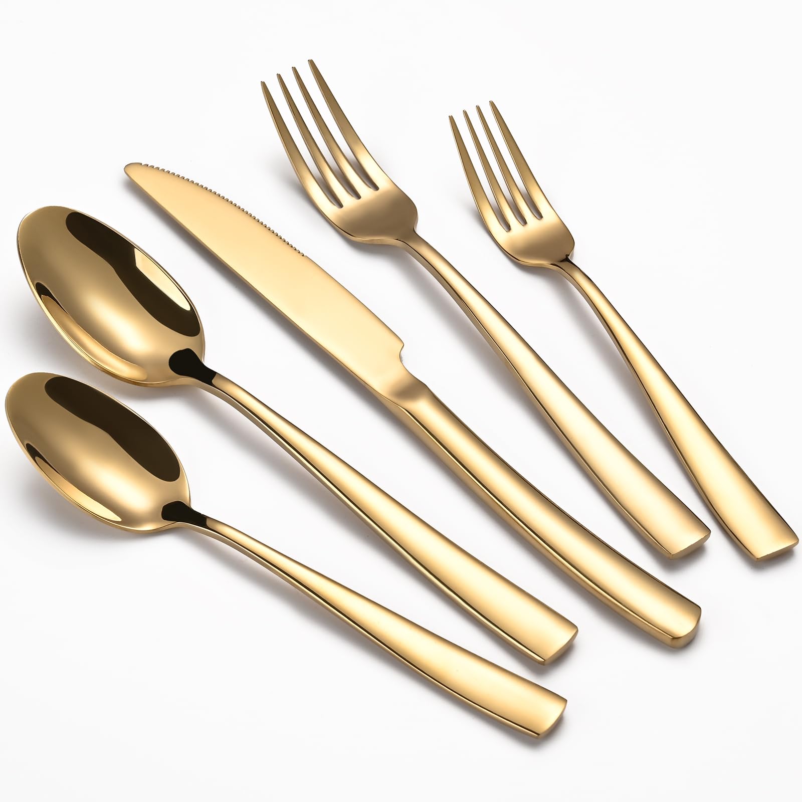 Photo 1 of 40-Piece Gold Silverware Set, Heavy Duty Stainless Steel Flatware Cutlery Set Service for 8, Food-Grade Utensil Sets for Home Restaurant, Dishwasher Safe