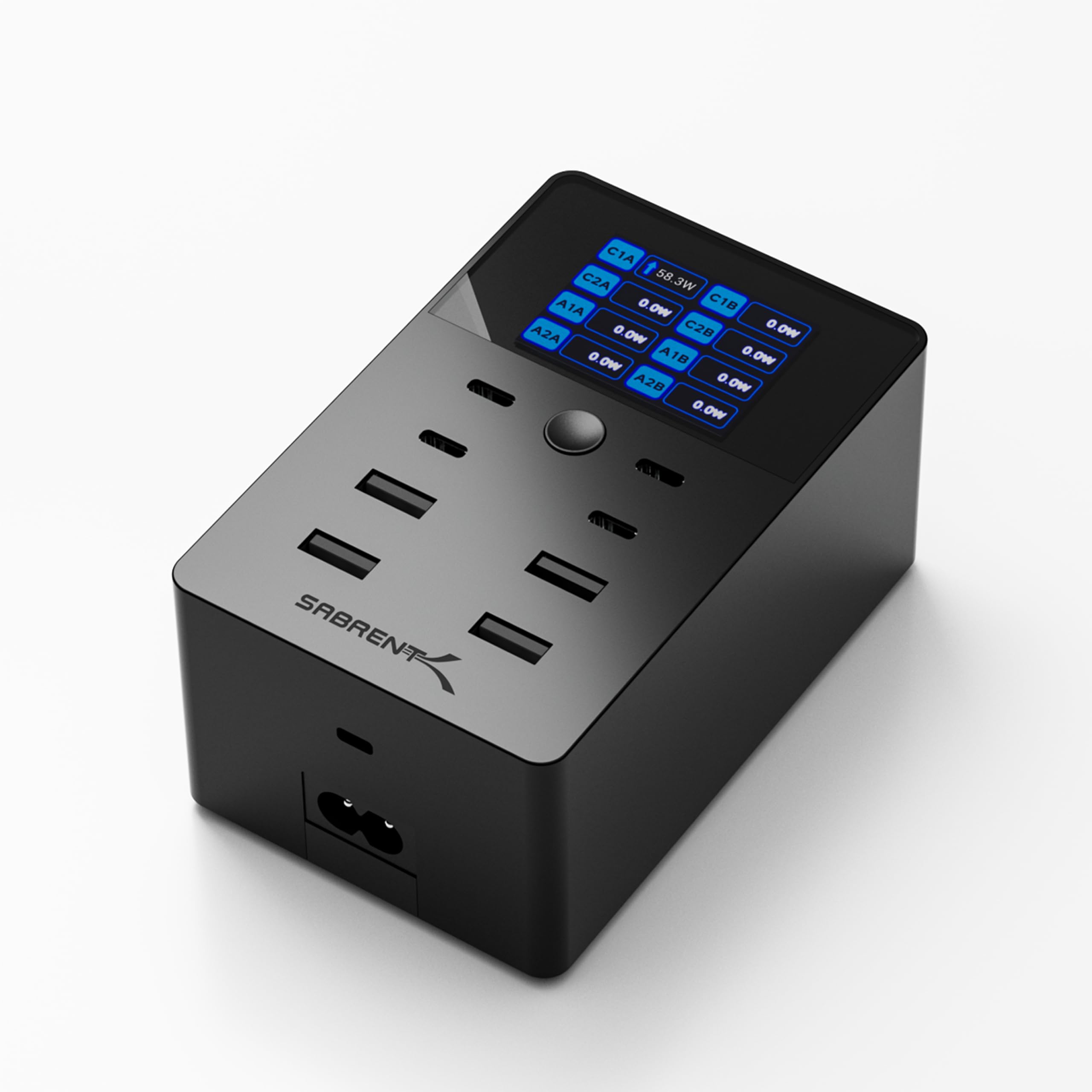 SABRENT 252W USB Charger – 8-Port Charging Station with USB-C 100W PD & USB-A Fast Charging, LCD Display, PPS, Compact Travel Design for Laptops, Phones, Tablets, Gaming Devices (AX-8PTC) Image SABRENT 252W USB Charger – 8-Port Charging Station with USB-C 100W PD & USB-A Fast Charging, LCD Display, PPS, Compact Travel Design for Laptops, Phones, Tablets, Gaming Devices (AX-8PTC) Image