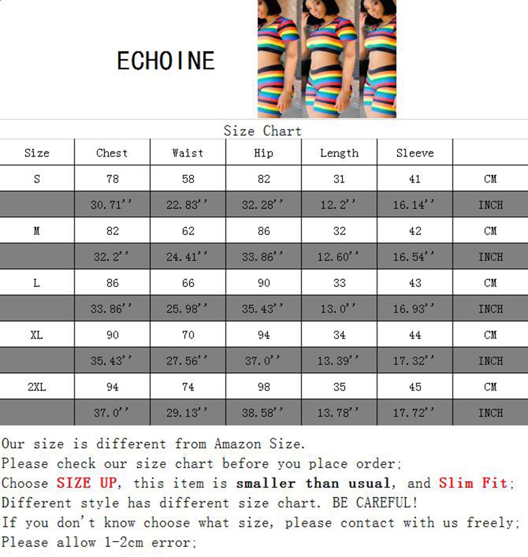 ECHOINE 2 Piece Outfits for Women, Bodycon Jumpsuits Crewneck Pullover Short Sleeve Striped Tracksuit Rompers Bodysuit S