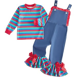 Thorn Tree Toddler Girl Halloween Outfit Horror Movie Long Sleeve Shirts Flare Pants Overalls Girls Fall Clothes