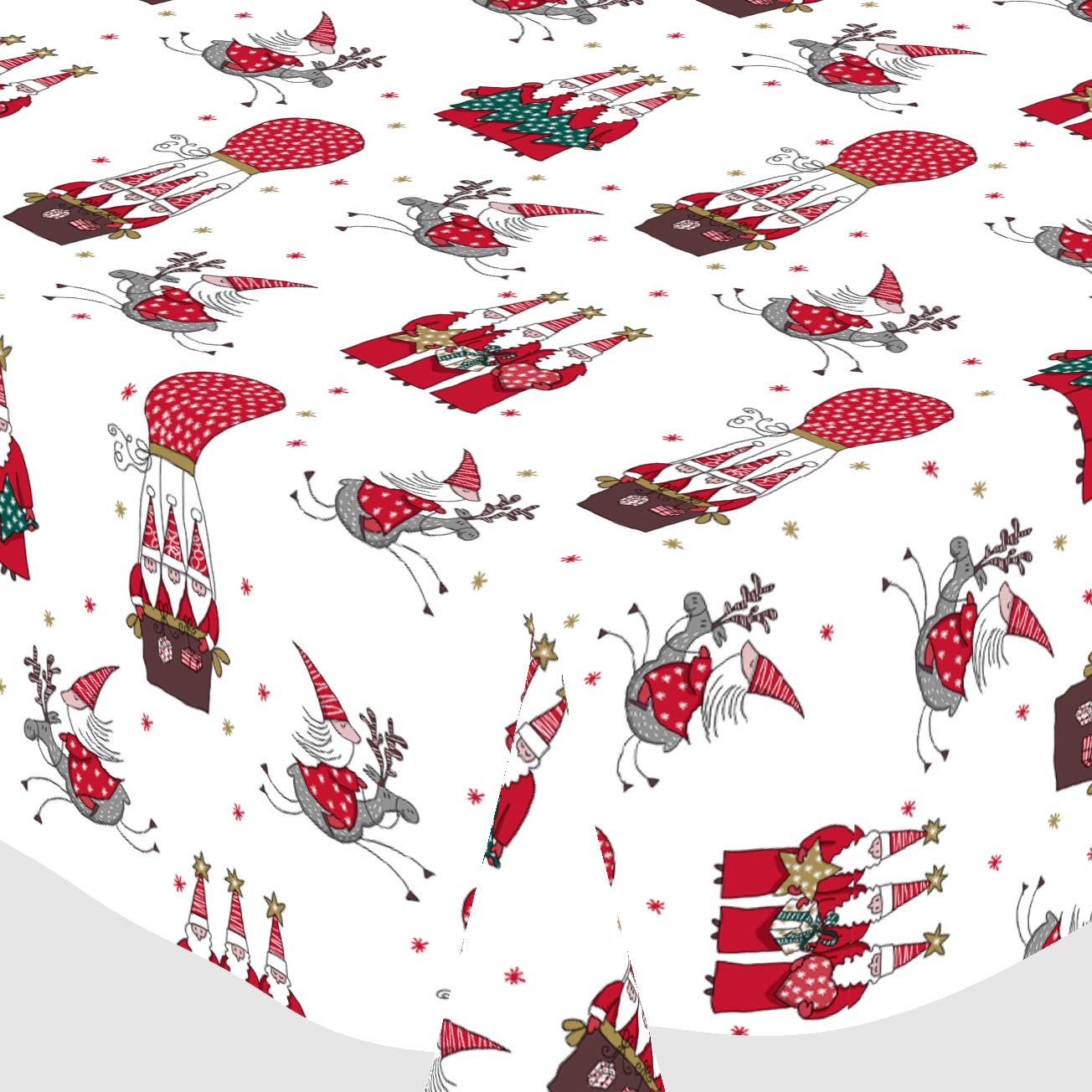 Karina Home Santa Lapland Christmas PVC Wipe Clean Tablecloth (White, 200cm x 140cm)