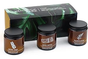 Hemlock Park Apothecary Wood Wick Candle Trio | Gift Set of Three 4 oz Candles Handcrafted with Natural Coconut Wax (Ritual | Sage, Palo Santo, Frankincense)