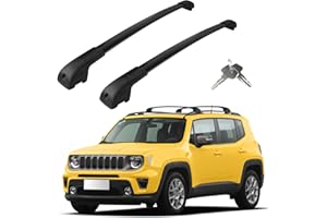 KOARIGO Roof Rack Cross Bars Compatible with Jeep Renegade 2015-2024, Adjustable Aluminum Heavy Duty 300 LBS Anti-Theft Lock Cargo Carrier Rooftop Crossbar Accessories for Bike, Basket, Snowboard, Luggage