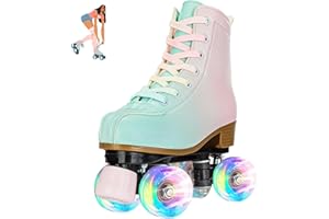 jessie Roller Skates for Girl and Women, PU Leather Fantastic Flash Wheel Kid Roller Skates Girls Ages 6-12 Beginner for Indoor Outdoor