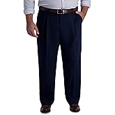 Haggar Men's Iron Free Premium Khaki Classic Fit Pleat Front Expandable Waist Casual Pant(Regular and Big & Tall Sizes)