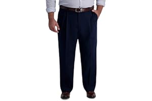 Haggar Men's Iron Free Premium Khaki Classic Fit Pleat Front Expandable Waist Casual Pant (Regular and Big & Tall Sizes)
