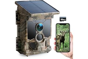 Solar Trail Cameras 4K 68MP, CEYOMUR WiFi Bluetooth Trail Camera with 5200mAh Rechargeable Battery, Game Camera with 120° Det