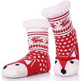 TRUEHAN Kids Girls Boys Slipper Socks Soft Thick Cozy Fuzzy Animal Anti-Slip Winter Thermal Christmas Socks Indoor
