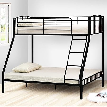 Bakaji Letto A Castello Per Cameretta Bambini Con Scala Scaletta Laterale E Griglia Di Protezione Letto Superiore 2 Posti Per Materasso Singolo E 1