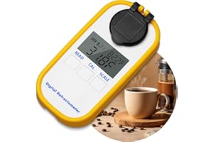 AMTAST Coffee Refractometer Digital Coffee Densitometer with Protective Cover & LCD Display Coffee Analyzer with ATC Coffee Concentration Tester Measuring Brix Concentration Temperature (Model AMR300)