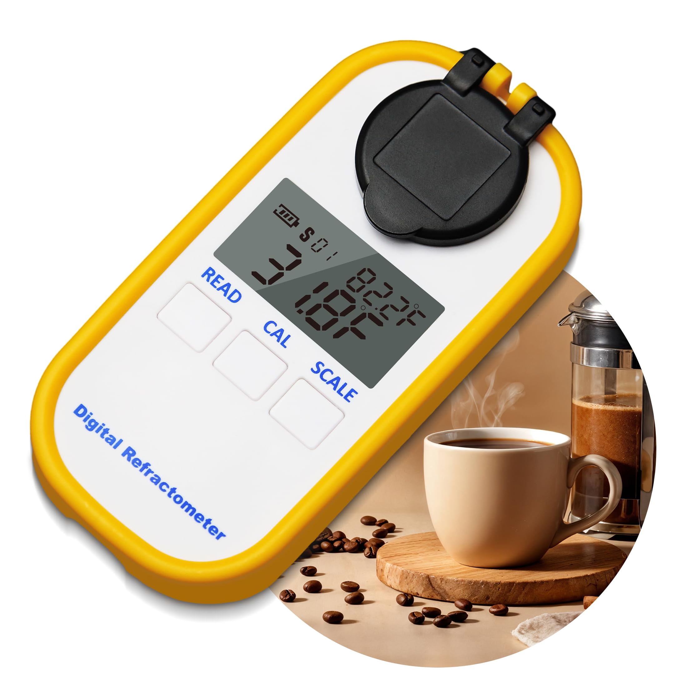 AMTAST Coffee Densitometer Digital Coffee Concentration Refractometer Sugar Drinks Density Meter Pocket Coffee Brix TDS Meter