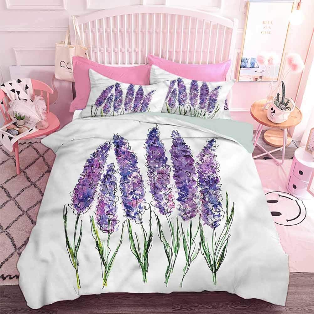 Hiiiman Home Decor Textile Lavender Bouquet (3pcs, Queen