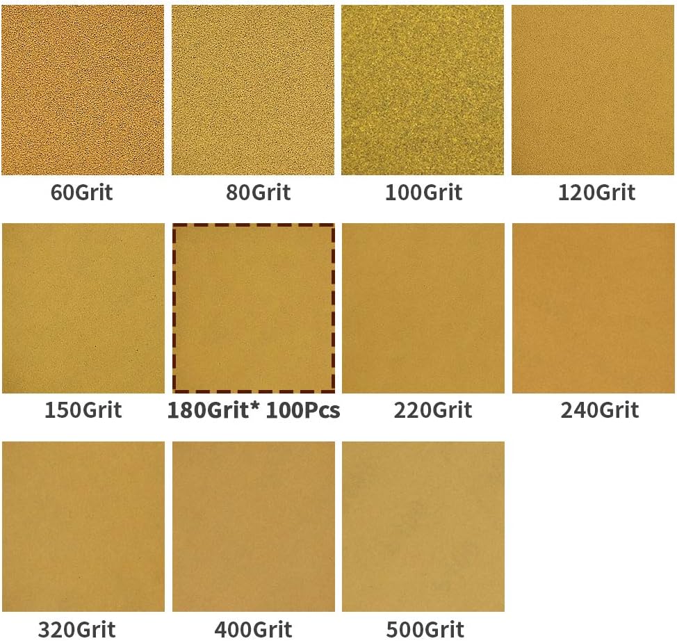SPEEDWOX 100 Pcs 5 Inches 8 Hole Sanding Discs 180 Grit Dustless Hook and Loop Sandpaper for Random Orbital Sander Yellow Finishing Discs for Automotive Woodworking - Image 3