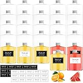 Mulaibdin 27 Pack Plastic Juice Bottles with Caps, 8 OZ Empty Plastic Flask for Drinks with Labels, Reusable Mini Beverage Container for Milk Water Coffee