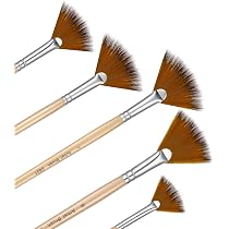 Lot De 7 Pinceaux éventail Artiste - Tailles 2 à 14 - Poils Nylon, Manche Bois - Pour Acrylique, Huile, Aquarelle