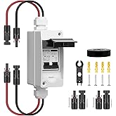 YQBYJING Solar Panel Disconnect Switch 32Amp DC AC Miniature Circuit Breaker 500V 2 Poles with PV Connector and IP65 Waterproof UV-Proof Box for Outdoor Solar PV Homes Battery