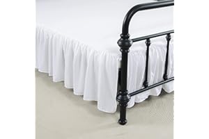 xuan dian Bed Skirt Queen Size Ruffled Bed Skirt with Split Corners, 18 Inch Drop Dust Ruffle Bed Skirt with Platform, White,Queen Size