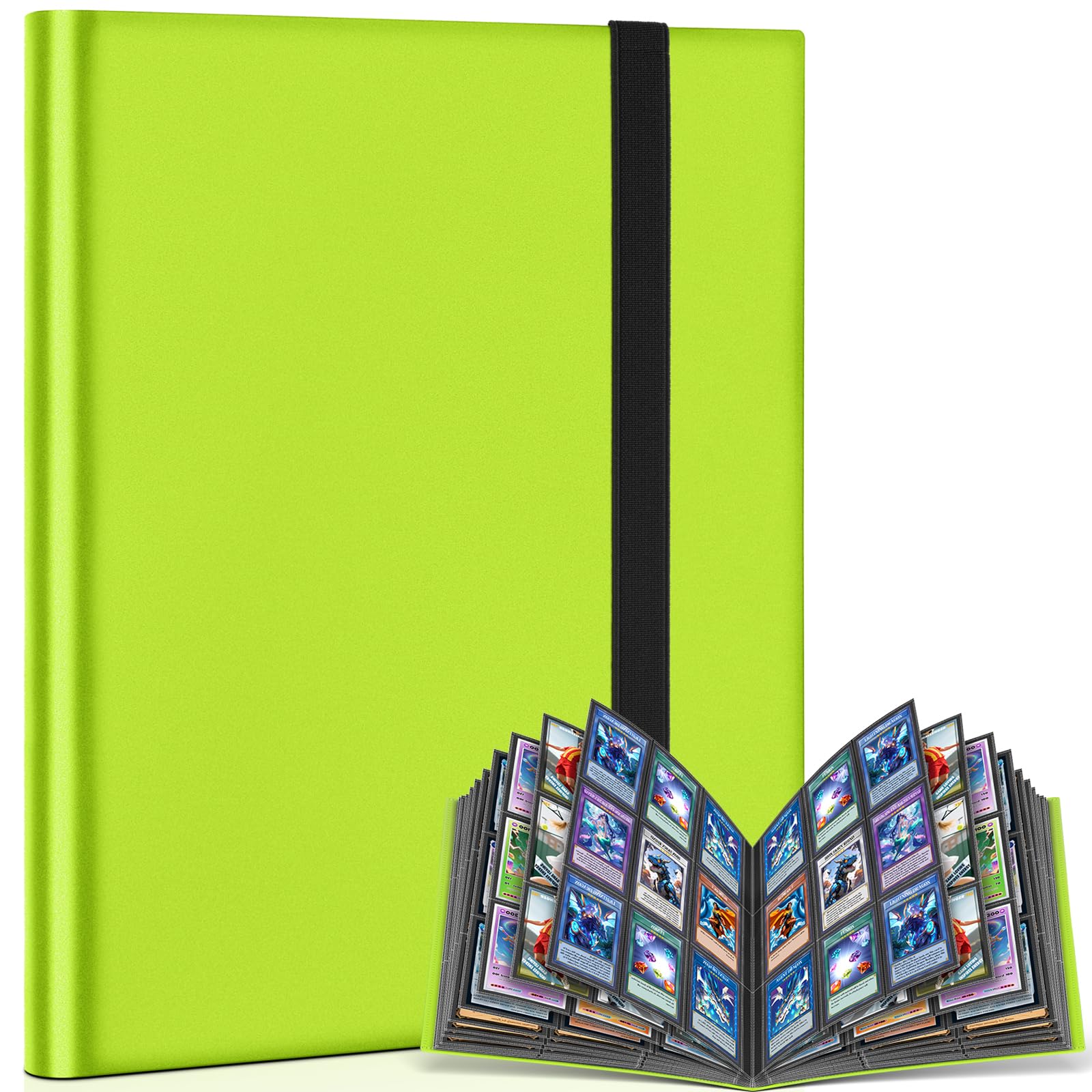 9 Pockets Trading Card Binder Storage, 360 Pockets Collectible Trading Card Album with Elastic Strap Side Loading Card Folder Sport Card Binder for MTG, TCG, Baseball, Football Cards(Green) — image 1