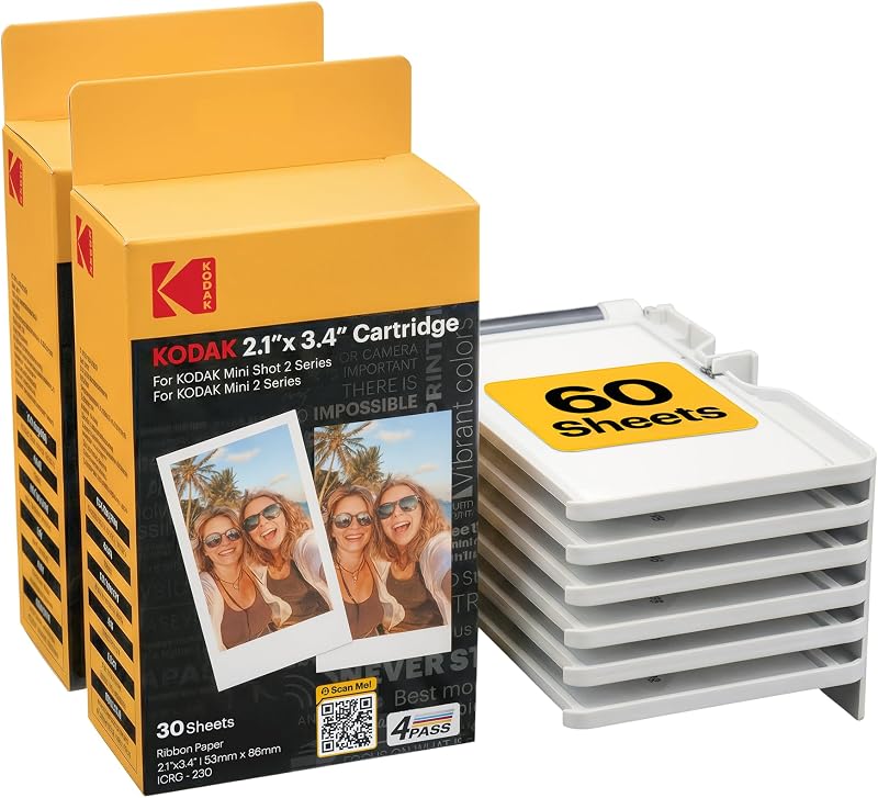 KODAK 4PASS Film Cartridge 60 Sheets for Mini 2 Retro Mini Shot 2 Retro