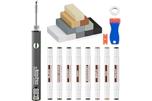 A-HEYIDA Laminate Vinyl Wood Floor Scratch Repair Kit with Heat Pen - 11 Colors Grey Hardwood Wax Sticks & 8 Colors Dual Tip Furniture Markers Touch up, Linoleum Restoration Wax Melting Tool Set