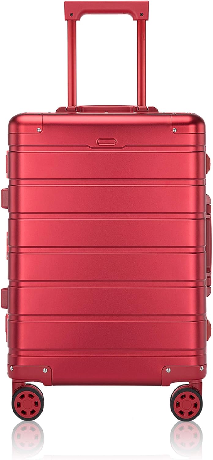 red lightweight suitcase