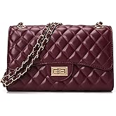 DIUY Quilted Leather Crossbody Bags for Women Trendy Ladies Shoulder Purse Satchel HandBag with Chain Strap