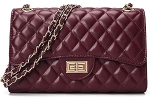 DIUY Quilted Leather Crossbody Bags for Women Trendy Ladies Shoulder Purse Satchel HandBag with Chain Strap