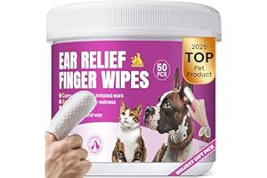 BUDDYCHEER Pet Ear Cleaning Finger Wipes for Dogs & Cats - Dog Ear Cleaner with Aloe, Coconut Oil & Ginseng - Finger Dog Ear Wipes to Relieve Ear Itching, Infections, Wax & Smelly Ears - 50 Ct - Coconut Scent