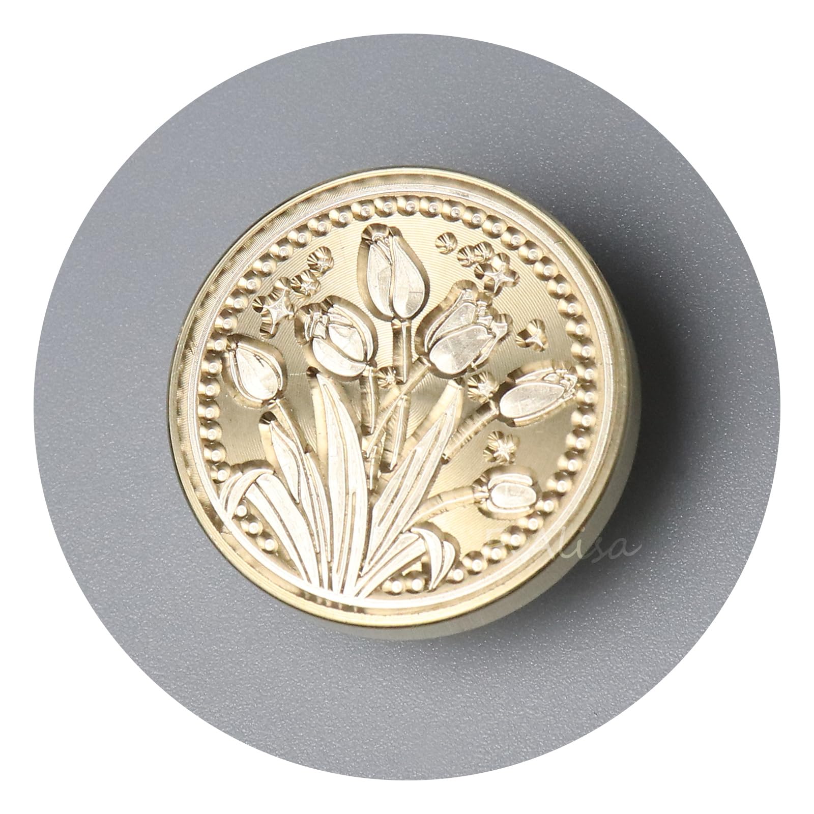 fsalisa Botanical Sealing Wax Stamp Head Tulip Brass Head without Handle Flower Plant Wax Seal Stamp Head Embellishment Wedding Invitations, Greeting, Christmas Cards,Envelopes, Gift Wrap (Tulip)
