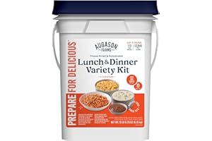 AUGASON FARMS Lunch & Dinner Variety Kit Emergency Food Supply, 113 Servings, 25 Year Shelf Life - Dehydrated Meals, Survival Food Camping Essentials, 4 Gallon Bucket