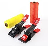 Goldblatt 4 Pieces Mason Line Clamps &amp; Mason Line String Line - Red &amp; Orange Nylon Twine String Rolls, Concrete Tools Set, Construction Masonry Measurement String for A String Level