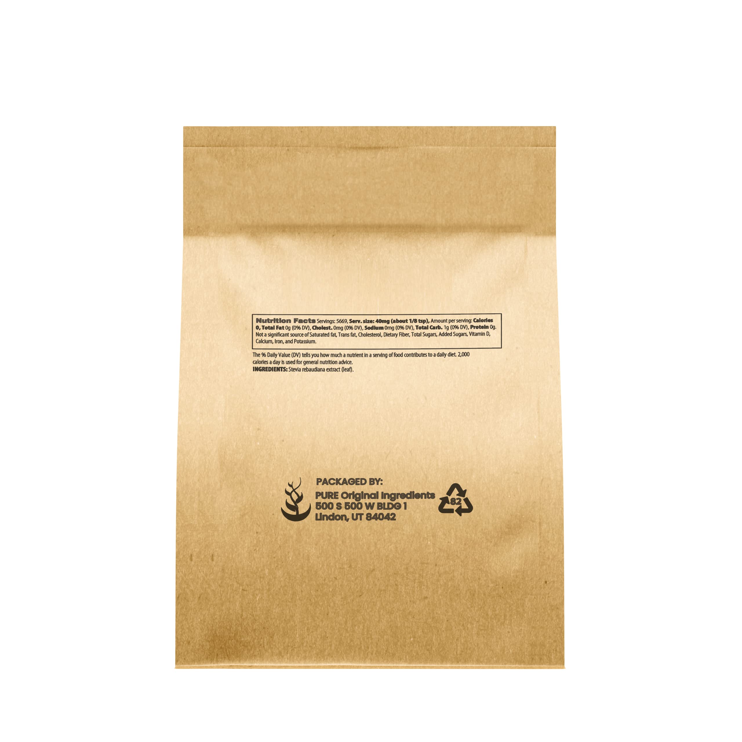 PURE ORIGINAL INGREDIENTS Stevia Extract 8oz, Zero Calorie Sweetener, Much Sweeter than Sugar