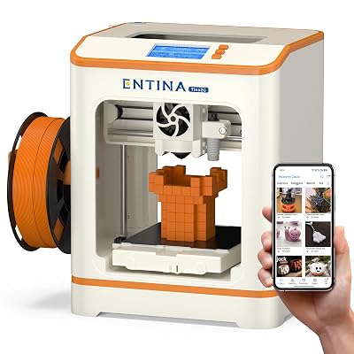 Entina Mini 3D Printer Tina2C for Kids and Beginners, Fully Assembled Start in 8 Mins, APP & WiFi Control, 1500+ Huge Library, 20+ Create DIY Module, Auto Leveling and High Precision for Home & STEM