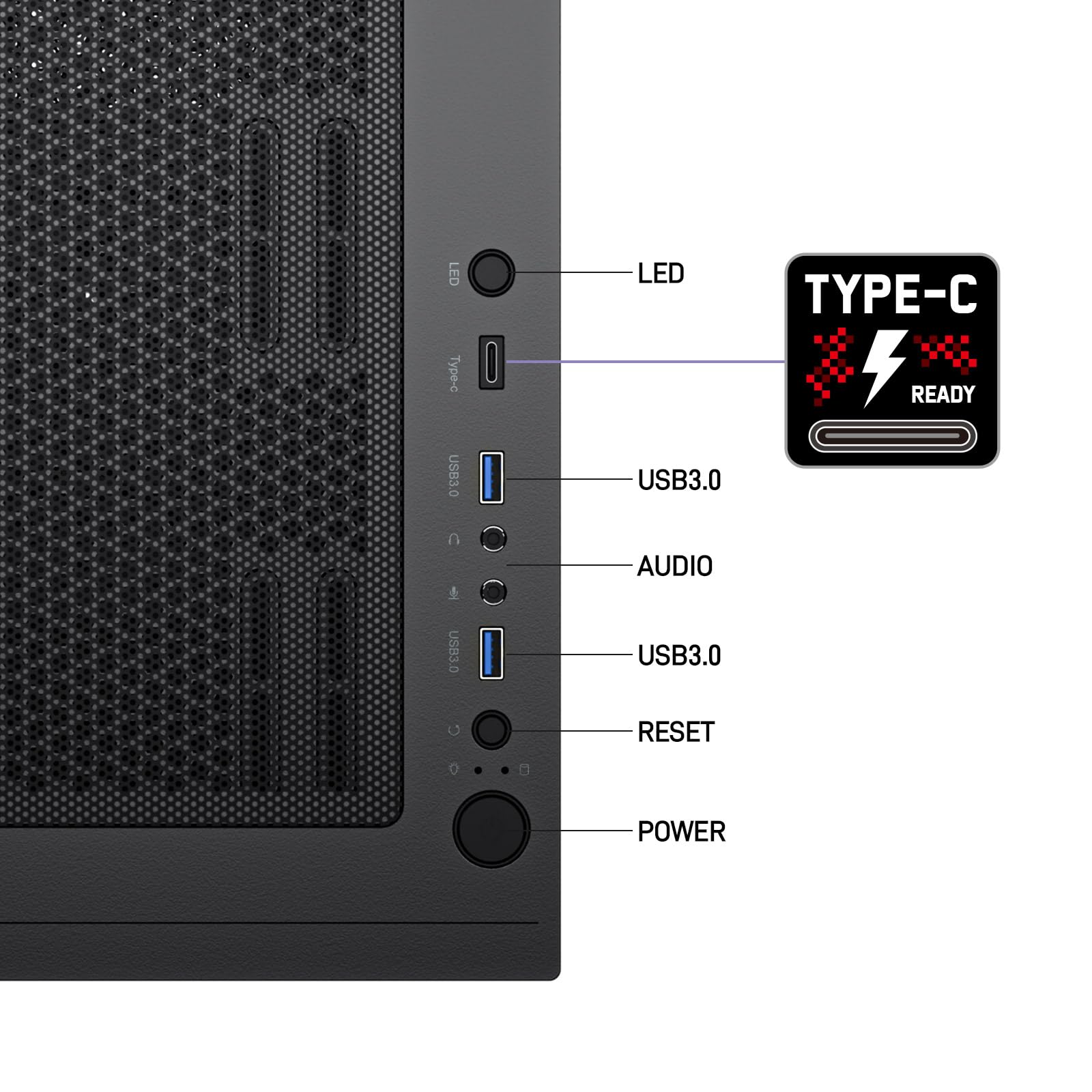 DARKROCK MH200 Black PC Computer Case for Office&Gaming Compact Mid-Tower Micro ATX Mini ITX High-Airflow Mesh Front & Side Panel Top 240mm Radiator Support Type-C Ready, ARGB 120mm Fan Pre-Installed